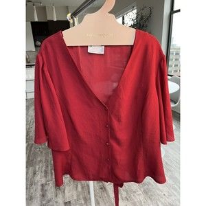 ASOS Top in Red Tie Detail on Back size 18